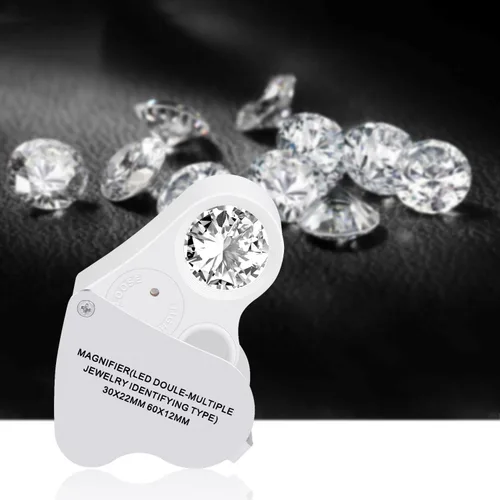 Miniatura 3 de JARLINK Paquete de 2 lupas de joyería iluminadas de 30 x 60 X, lupa plegable para joyería con luz LED brillante para gemas, joyas, monedas, sellos