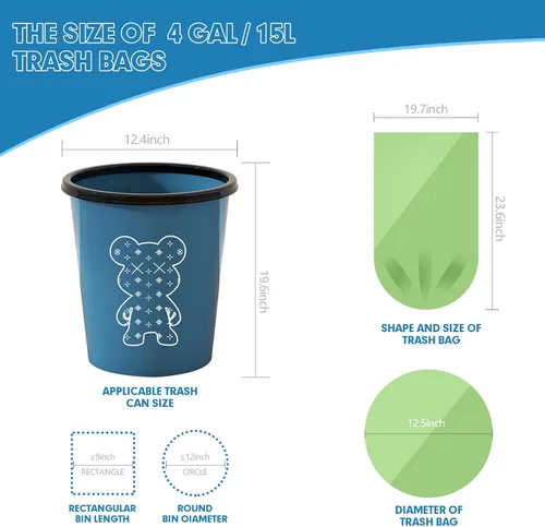 Miniatura 7 de 110 bolsas de basura pequeñas biodegradables, extragruesas y fuertes, bolsas de basura pequeñas sin perfume, bolsas de basura pequeñas sin perfume