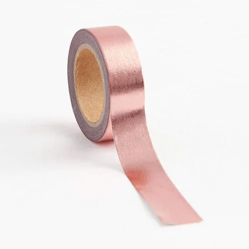 Miniatura 3 de Rollo de cinta washi metálica de oro rosa (paquete de 2)