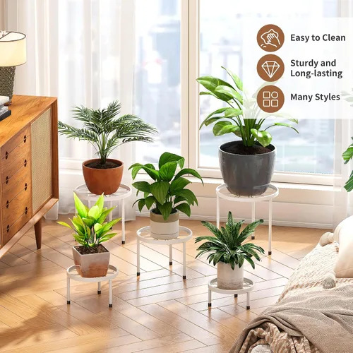 Miniatura 3 de Paquete de 5 soportes de metal para plantas para interiores y exteriores, resistentes soportes de hierro antioxidante, soporte para macetas, estante