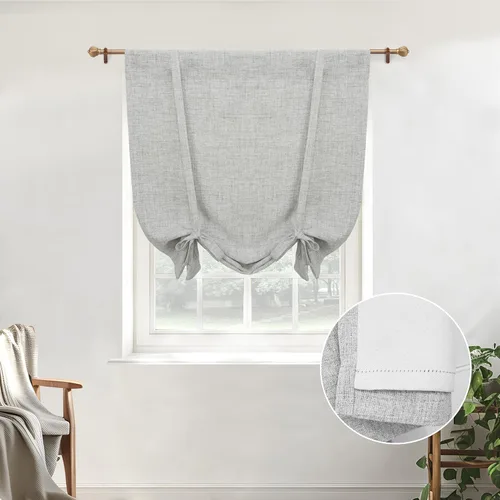 Miniatura 13 de DriftAway - Cortinas de Lino con Doble Capa, Blackout, de Atar, con Aislaje Térmico, Totalmente Forradas, Estilo Globo Romano, para Baño, con Lino
