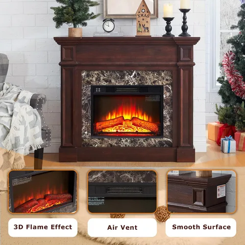 Miniatura 8 de Chimenea eléctrica de 46 pulgadas con repisa, estufa de leña portátil independiente con control remoto, inserto de chimenea de 23 pulgadas, 1400 W