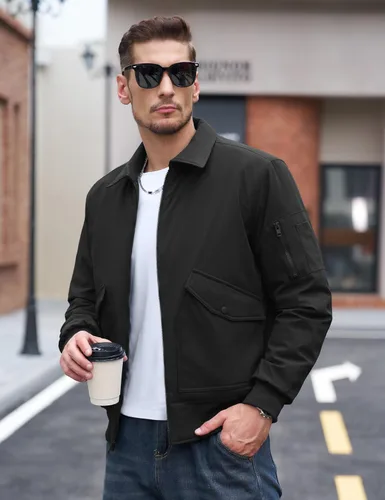 Miniatura 3 de TACVASEN - Chaqueta bomber para hombre, gruesa, acolchada, con cremallera, repelente al agua, rompevientos, cálida, de invierno, con 6 bolsillos