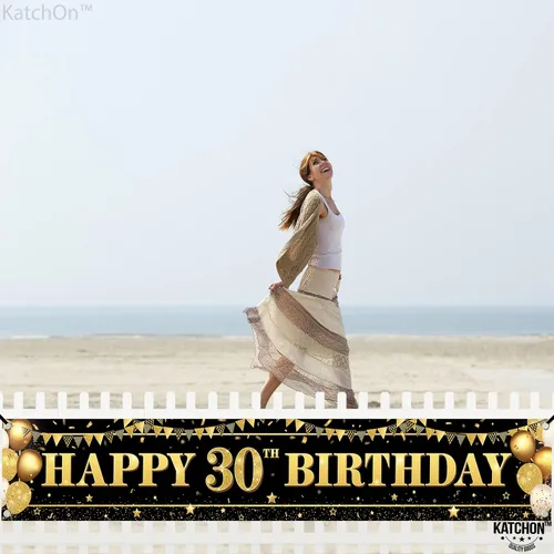 Miniatura 8 de KatchOn, Cartel grande de feliz cumpleaños 30 para patio, 120 x 20 pulgadas, decoraciones de cumpleaños número 30 para mujeres y hombres, pancarta