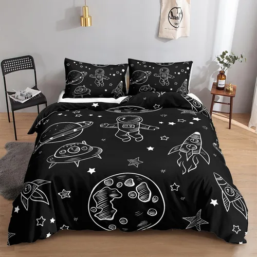 Miniatura 6 de Juego de funda de edredón para niños, camión de construcción, maquinaria, camión, excavadoras, vehículos, caricatura, tractor, juego de ropa de cama