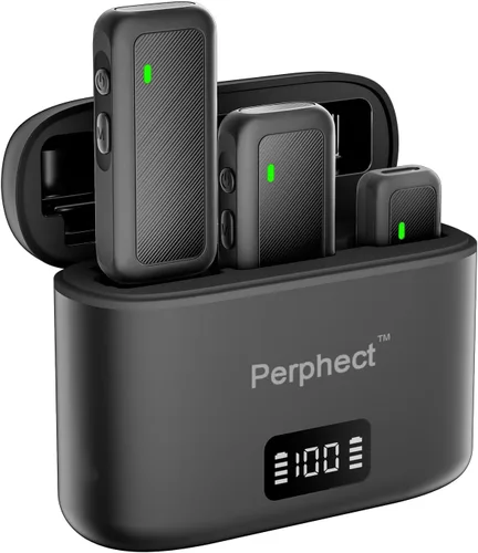 Miniatura 5 de Paquete de 2 mini micrófonos de solapa inalámbricos para iPhone Android, funda de carga, rango de 130 pies, cancelación inteligente de ruido, sonido