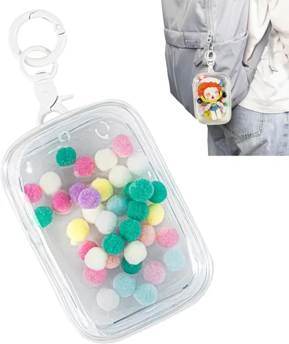 Miniatura 7 de Bolsa de exhibición de figuras transparentes, bolsa de almacenamiento portátil para figuras con llavero, mini caja ciega para colgar muñecas, cierre