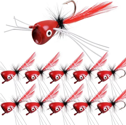 Miniatura 11 de Kit de señuelos para pesca con mosca, moscas para pesca con mosca seca, moscas de pesca con mosca superior, panfish Bluegill Popper Bait Bug