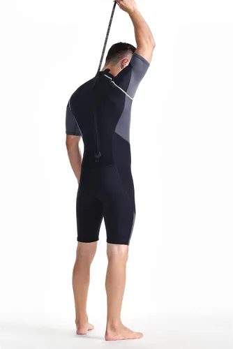 Miniatura 2 de ZCCO Trajes cortos de neopreno para hombre de 0.069 pulgadas con cremallera trasera, manga corta para buceo, pesca submarina, esnórquel, surf