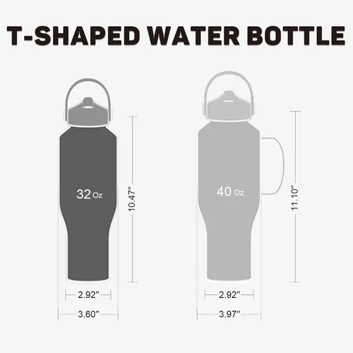 Miniatura 6 de ABOTOCUP Botella de agua de 32 onzas aislada con recubrimiento en polvo, cabe en cualquier portavasos de automóvil, botellas de agua con popote