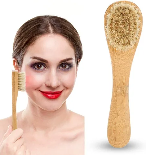 Miniatura 4 de Cepillo de limpieza facial, cepillo de limpieza de cara de mango de madera Cepillo manual de exfoliación para cuidado de piel