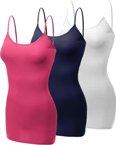 Miniatura 108 de Emmalise Camisola larga casual básica para mujer, con tirantes ajustables, top en capas