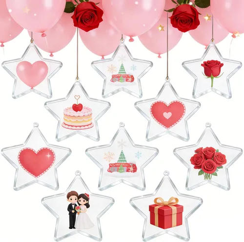 Miniatura 10 de Barelove Esferas transparentes rellenables para Pascua, 10 bolas transparentes para manualidades, esferas decorativas colgantes de plástico