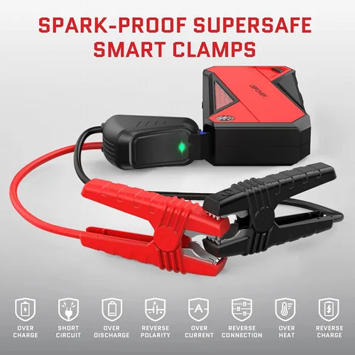 Miniatura 3 de DBPOWER Arrancador de coche portátil Peak 1600A 18000mAh (hasta 7.2 gasolina, motores diésel de 5.5L) con puerto de carga inteligente, pantalla LCD