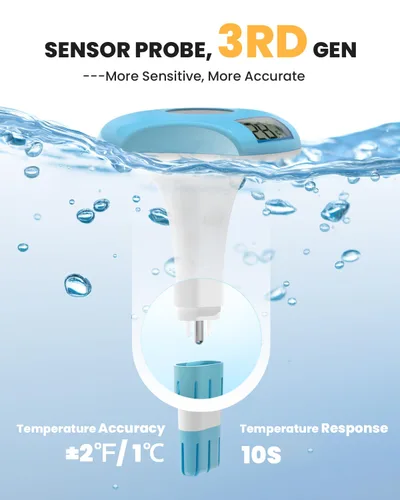 Miniatura 6 de BALDR Termómetro flotante para piscina, termómetro de piscina con energía solar, fácil de leer/usar