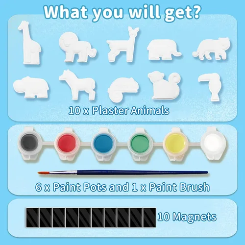 Miniatura 2 de Funto Pinta tu propio unicornio y animal, juego de 16 figuras de arte y manualidades para niños, cerámica para pintar, proyectos de vapor, actividad