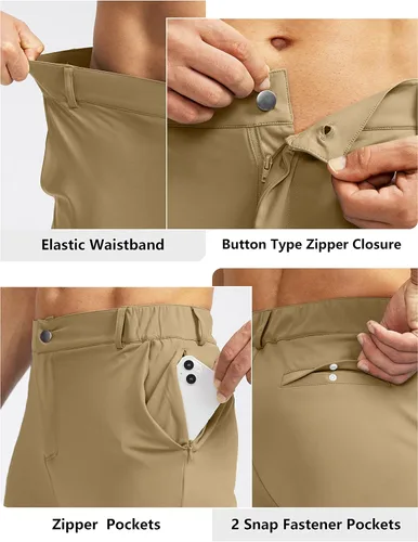 Miniatura 4 de Soothfeel Pantalones deportivos de golf para hombre con 5 bolsillos, ajustados, elásticos, para correr, viajes, trabajo, para hombre