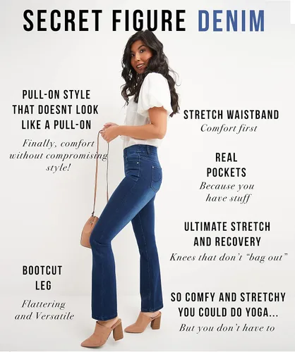 Miniatura 5 de Rekucci Secret Figure - Jeans de mezclilla de alta calidad con corte de bota para mujer