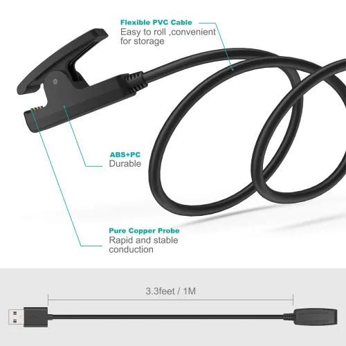 Miniatura 3 de TUSITA Cargador compatible con Garmin Forerunner 35 35J 230 235 630 645 Music 735XT, Approach G10 S20, Vivomove HR, ForeAthlete 35J, Lily - Cable