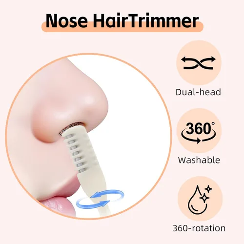 Miniatura 5 de Jiexily Cortador de Pelo Nasal 2 en 1 para Mujeres y Hombres, Nuevo 2025 Recortador de Nariz Giratorio 360° Herramienta Removedora, Cuchillo de Pelo