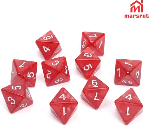 Miniatura 9 de Juego de 10 dados de 8 caras, D8 surtidos poliédricos con números para juegos de mesa DND RPG MTG, actividades en el aula, fiesta, mesa