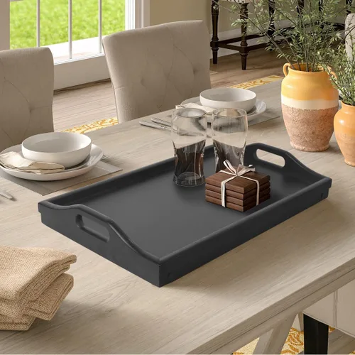 Miniatura 6 de Escritorio multiusos de madera de bambú, patas plegables, bandeja de comida para desayuno, bandeja de televisión para servir cena, té, ligero
