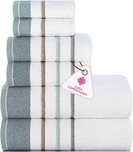 Miniatura 53 de CASA COPENHAGEN Solitaire Juego de 6 toallas - Negro, 600 GSM 2 toallas de baño 2 toallas de mano 2 toallitas, diseñadas en Dinamarca, hechas