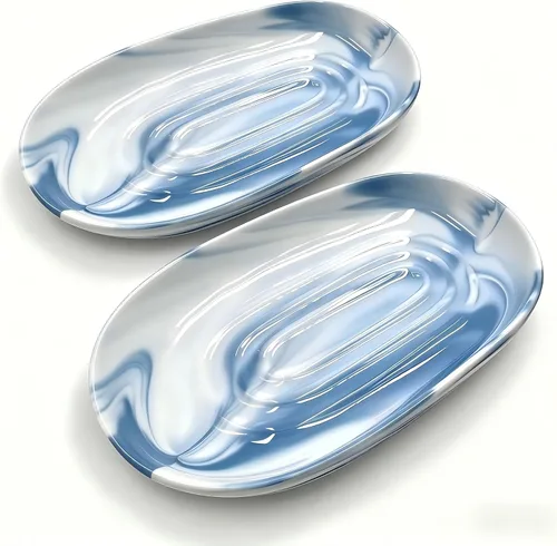 Miniatura 15 de Jabonera, Jabonera de Cerámica con Patrón de Mármol para Ducha, Bandeja Ahorradora de Jabón para Baño, Fregadero de Cocina y Tocador, Soporte Negro