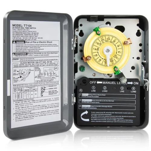 Miniatura 8 de Interruptor de temporizador mecánico T101, 120 V 40 A SPST, 2 HP para temporizador de luz exterior, calentador de agua, HVAC y bomba de piscina, 12