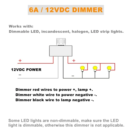 Miniatura 2 de Regulador de luz de 12 V, interruptor de atenuación LED PWM de 12 voltios para RV, barco, camión, cámper, furgoneta, remolque, tira de luces LED