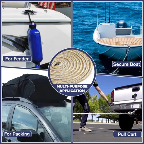 Miniatura 5 de Línea de muelle de nailon trenzado doble - Cuerda de barco - Accesorios marinos y pontones - Cuerdas y lazos trenzados y reforzados
