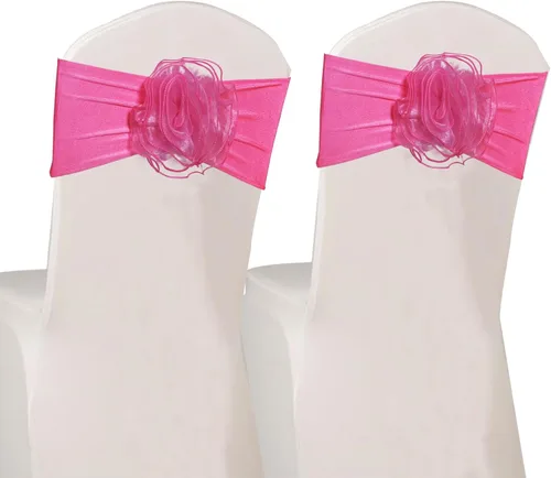 Miniatura 4 de SFN 2 bandas de elastano para silla de flores rosas, lazos para Acción de Gracias, Navidad, boda, banquete, fiesta de cumpleaños, eventos