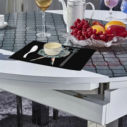Miniatura 4 de Ballerina Dance Placemats Set of 6 Resistant Table Mats Washable Place Mats for Dinner Party Table Decoration