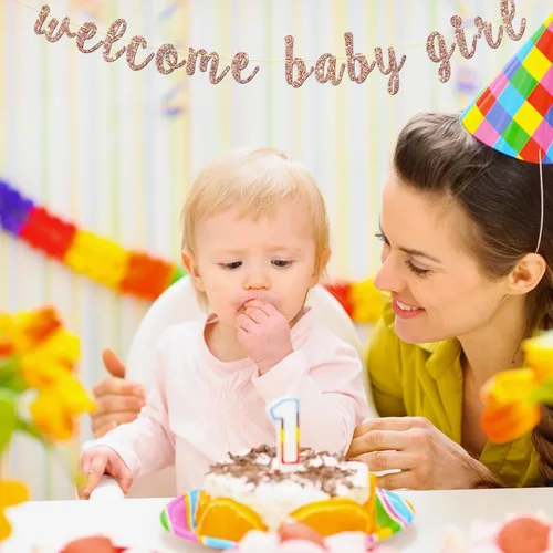 Miniatura 6 de Cartel de bienvenida para niña, con purpurina de oro rosa con una pequeña princesa, baby shower, revelación de género, decoración de fiesta AF