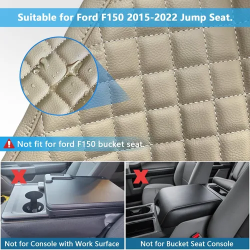 Miniatura 2 de Funda para reposabrazos adecuada para Ford F150 2015-2023, para Ford F250 F350 2017-2023 con asiento de salto 40/20/40, consola central, alfombrilla