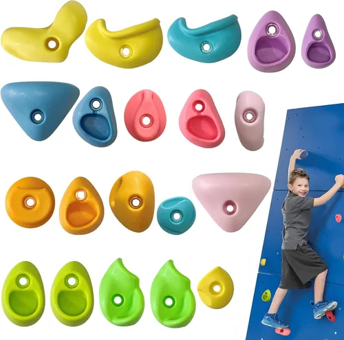 Miniatura 15 de 32 piezas de pared de escalada en roca para niños, soportes de escalada de pared de roca, kits de agarre de pared para escalada de adultos con 32