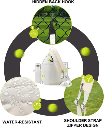 Miniatura 6 de Bolsas de tenis con capacidad para 2 raquetas para mujeres y hombres, mochila de tenis cruzada y bolsa de hombro para raqueta, bolsillo aislado