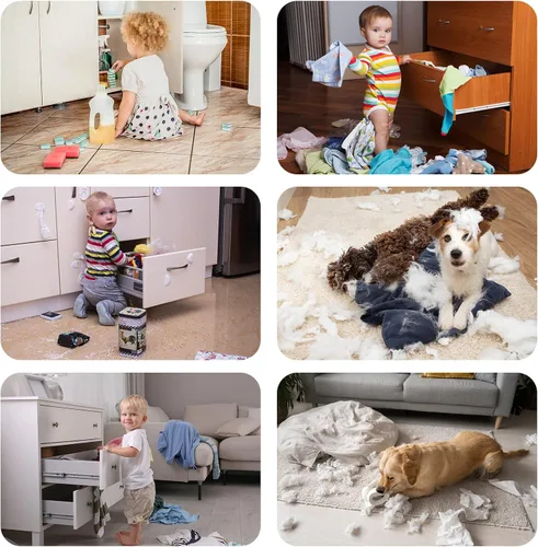 Miniatura 4 de Cerrojos de seguridad para bebés para gabinetes, cerraduras de gabinete para bebés, paquete de 2 cerraduras en forma de U para niños para gabinetes
