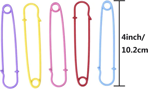 Miniatura 3 de Outus Pasadores de seguridad de acero para manta, 4 pulgadas, extra grandes, 5 colores, 10 piezas