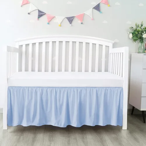 Miniatura 8 de 100% algodón egipcio, cuna de guardería infantil (24 x 38 + 10 pulgadas), falda de cuna de 800 hilos con volantes para polvo, faldas de ropa de cama