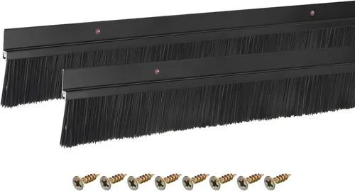 Miniatura 29 de uxcell 2 piezas cepillo de puerta barrido inferior forma H base de aleación de aluminio con cepillo de nailon de 0.4 pulgadas para hogar, industrial