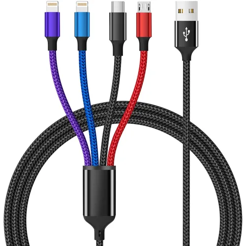 Miniatura 12 de Travel Essentials - Cable de carga múltiple [2 unidades de 5 pies], accesorios de automóvil, cables de carga 4 en 1, cable USB, cargador de teléfono