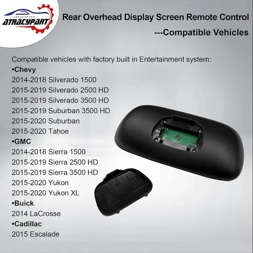 Miniatura 2 de Control remoto de entretenimiento DVD Control de pantalla trasera Reemplazo para Chevy Silverado 1500/2500HD/3500HD 2013-2021, GMC Sierra Yukon