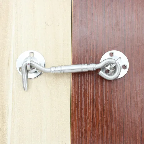 Miniatura 6 de Paquete de 2 cerraduras de puerta de granero, gancho de puerta de acero inoxidable resistente con tornillos de montaje, pestillo de cerradura