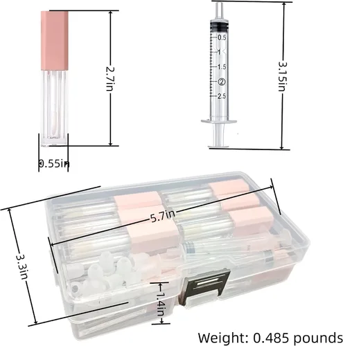 Miniatura 4 de Mini Tubos de Brillo Labial Vacíos con Varita Kit de Elaboración de Brillo Labial DIY para Pequeñas Empresas, Contenedores Rosa Bonitos, Tubos