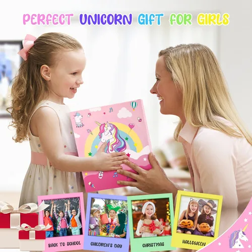 Miniatura 6 de MAIGOZON Juego de marcadores perfumados de frutas 56 piezas con estuche de unicornio con purpurina y papelería, suministros de arte para niños