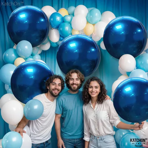 Miniatura 6 de KatchOn, Globos Azules Metálicos de Mylar - Grandes de 22 Pulgadas, Paquete de 6 Globos Redondos Azul Arándano para Decoraciones de Fiesta Azul