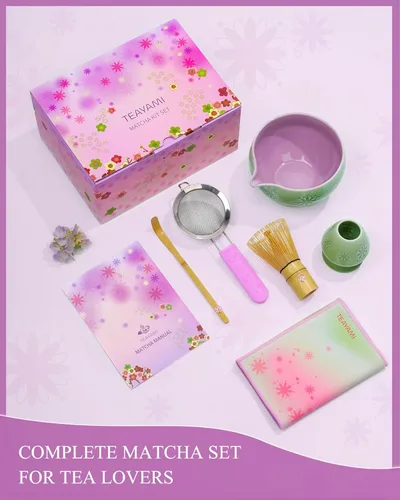 Miniatura 9 de Juego de batidor de matcha, juego de 6 piezas de matcha incluye cuenco matcha, innovador batidor y cuchara de bambú con bonito dije, soporte Chasen