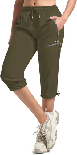 Miniatura 7 de BVVU Pantalones cargo capri de senderismo para mujer, ligeros, de secado rápido, pantalones deportivos impermeables para exteriores, pantalones