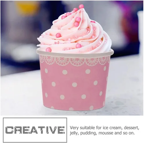 Miniatura 6 de Paquete de 100 tazas desechables de postre de color rosa de 3.9 pulgadas, cuencos de papel para helado de helado, budín, yogur, fiesta, boda